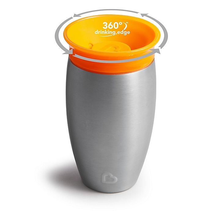 slide 3 of 8, Munchkin Miracle 360 Stainless Steel Sippy Cup, 10 oz