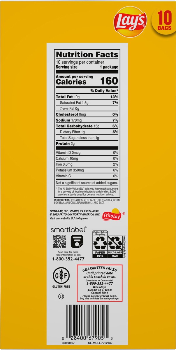 slide 6 of 9, Lay's Potato Chips, Classic, 10 ct