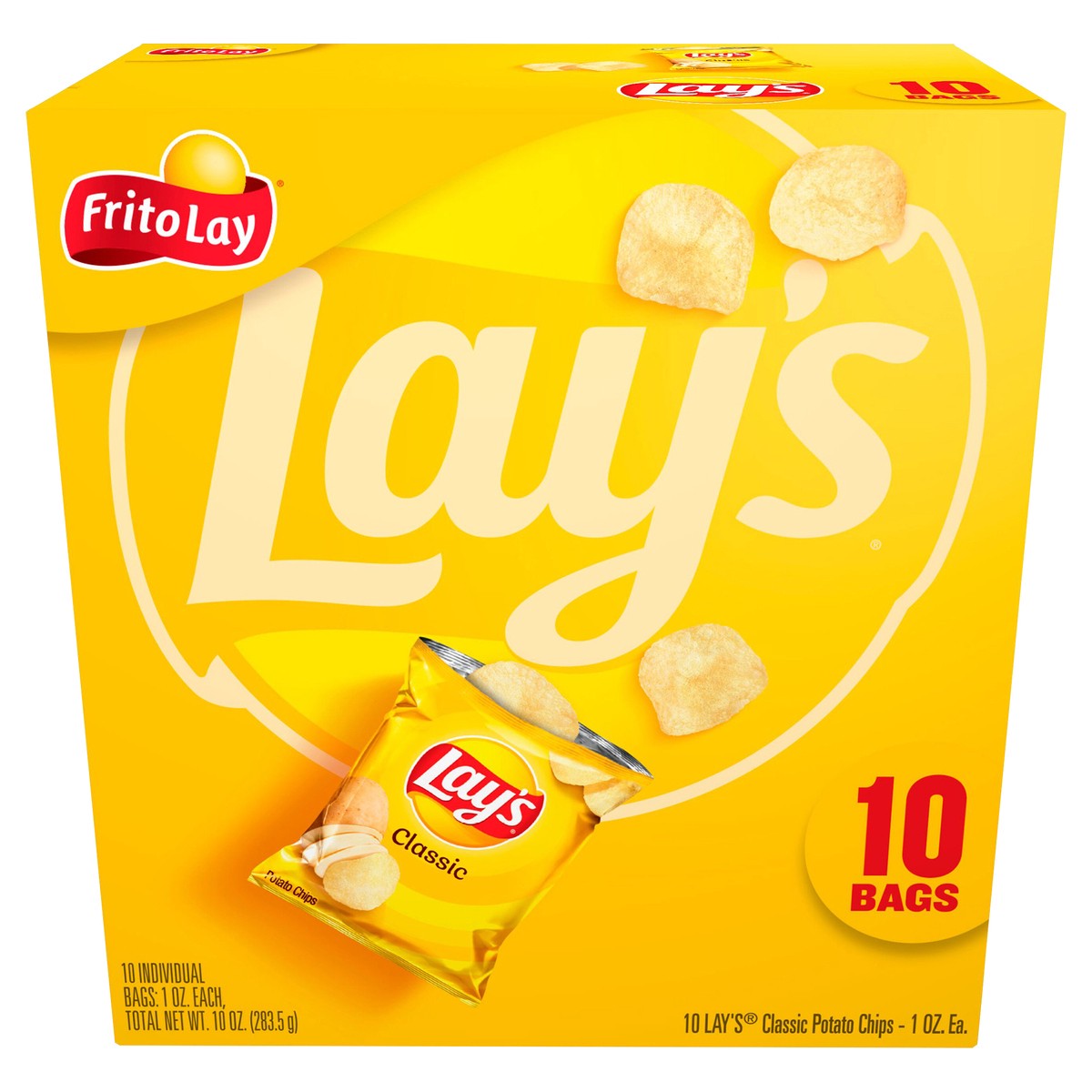 slide 1 of 9, Lay's Potato Chips, Classic, 10 ct