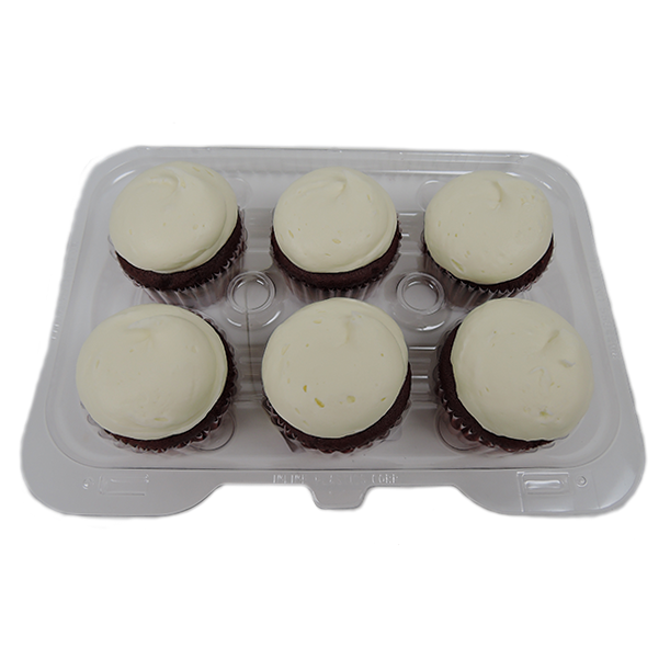 slide 1 of 1, L&B Iced Red Velvet Cupcakes With Cream Cheese Frosting, 6 ct