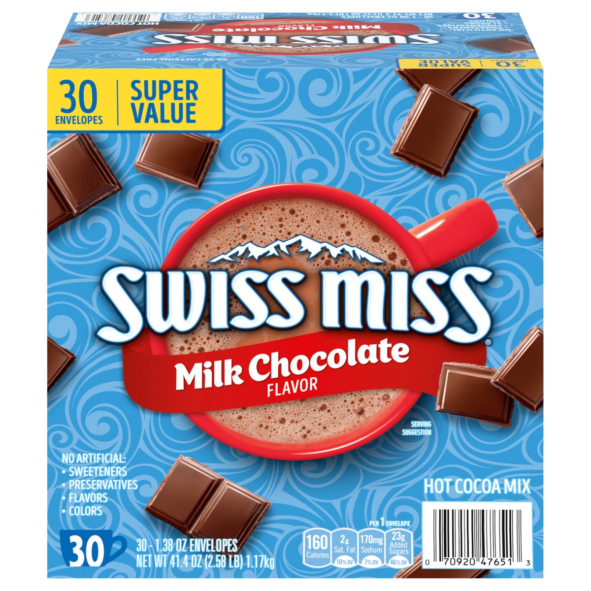 slide 1 of 5, Swiss Miss Milk Chocolate Flavored Hot Cocoa Mix, 30 Count Hot Cocoa Mix Packets, 30 ct