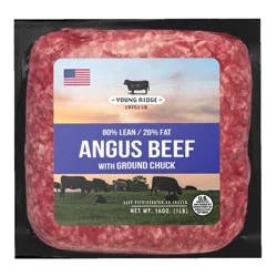 Young Ridge Cattle Co. 80% Lean 20% Fat Angus Beef Witth Ground Chuck