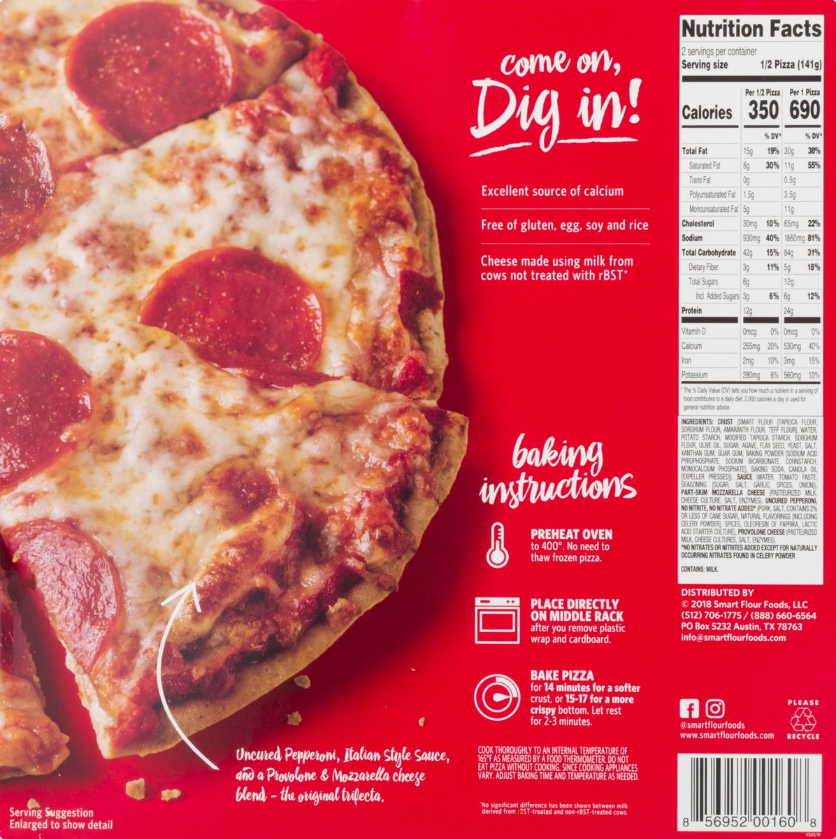 slide 11 of 13, Smart Flour Foods Traditional Uncured Pepperoni Pizza 9.94 oz, 9.94 oz