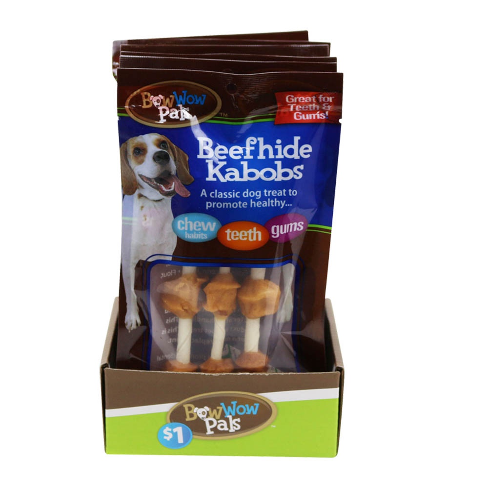 slide 1 of 1, Bow Wow Pals Beefhide Kabobs, 3 ct