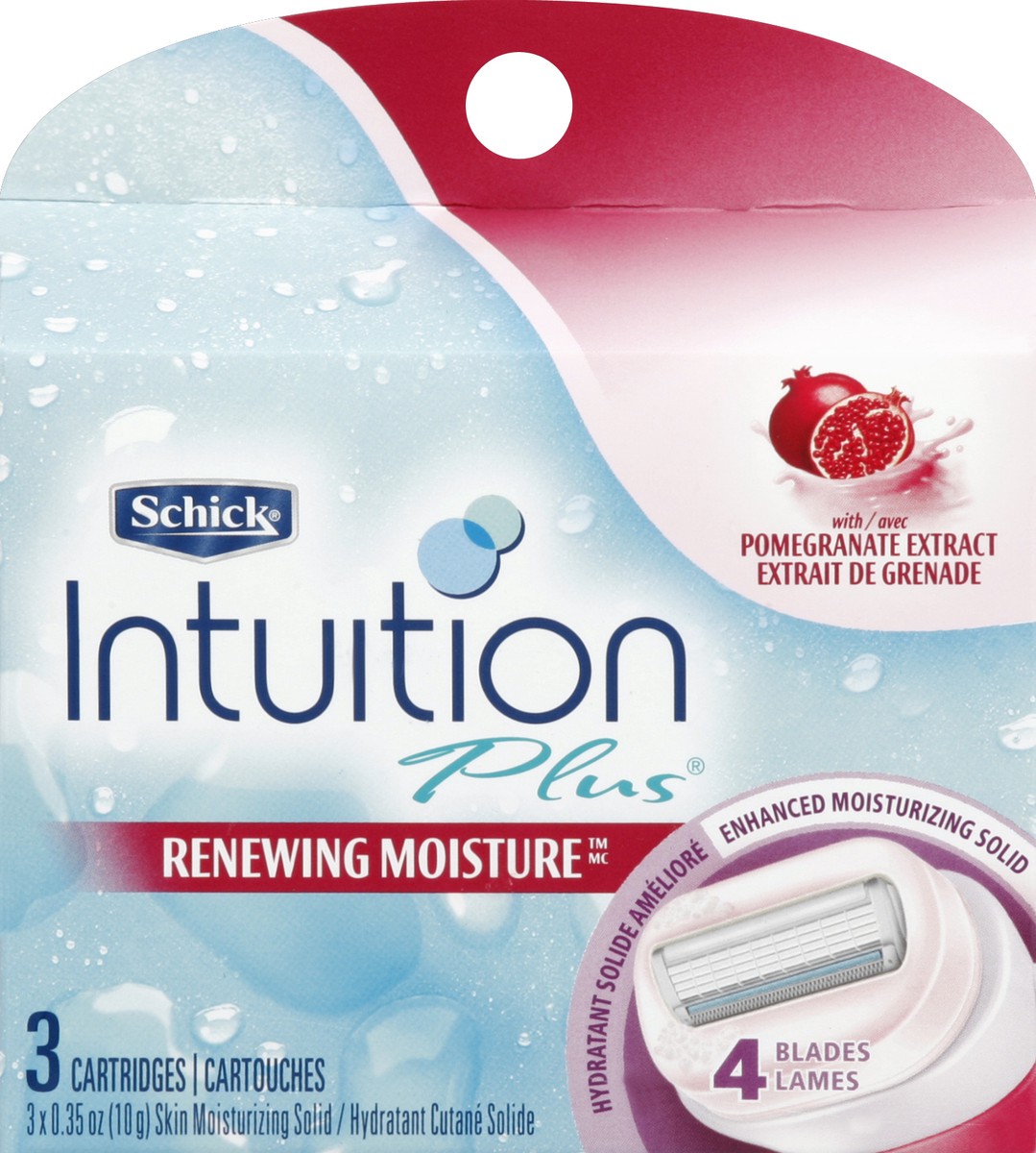 slide 3 of 5, Schick Intuition Renewing Moisture With Pomegranate Extract Women's Refill Razor Blades - 3 Count, 3 ct