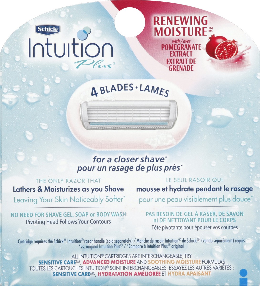 slide 5 of 5, Schick Intuition Renewing Moisture With Pomegranate Extract Women's Refill Razor Blades - 3 Count, 3 ct