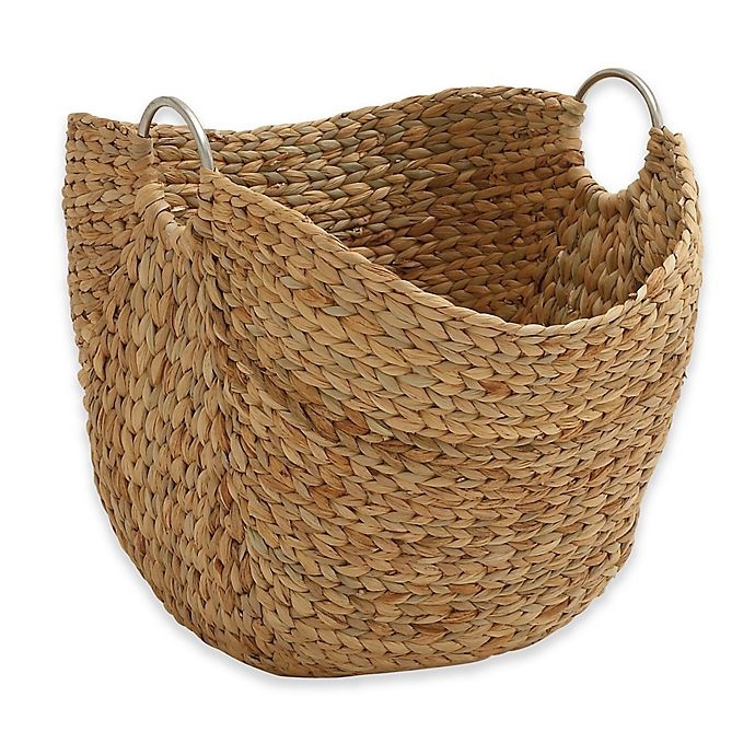 slide 1 of 6, Ridge Road Decor Oval Seagrass Basket with Metal Handles, 1 ct