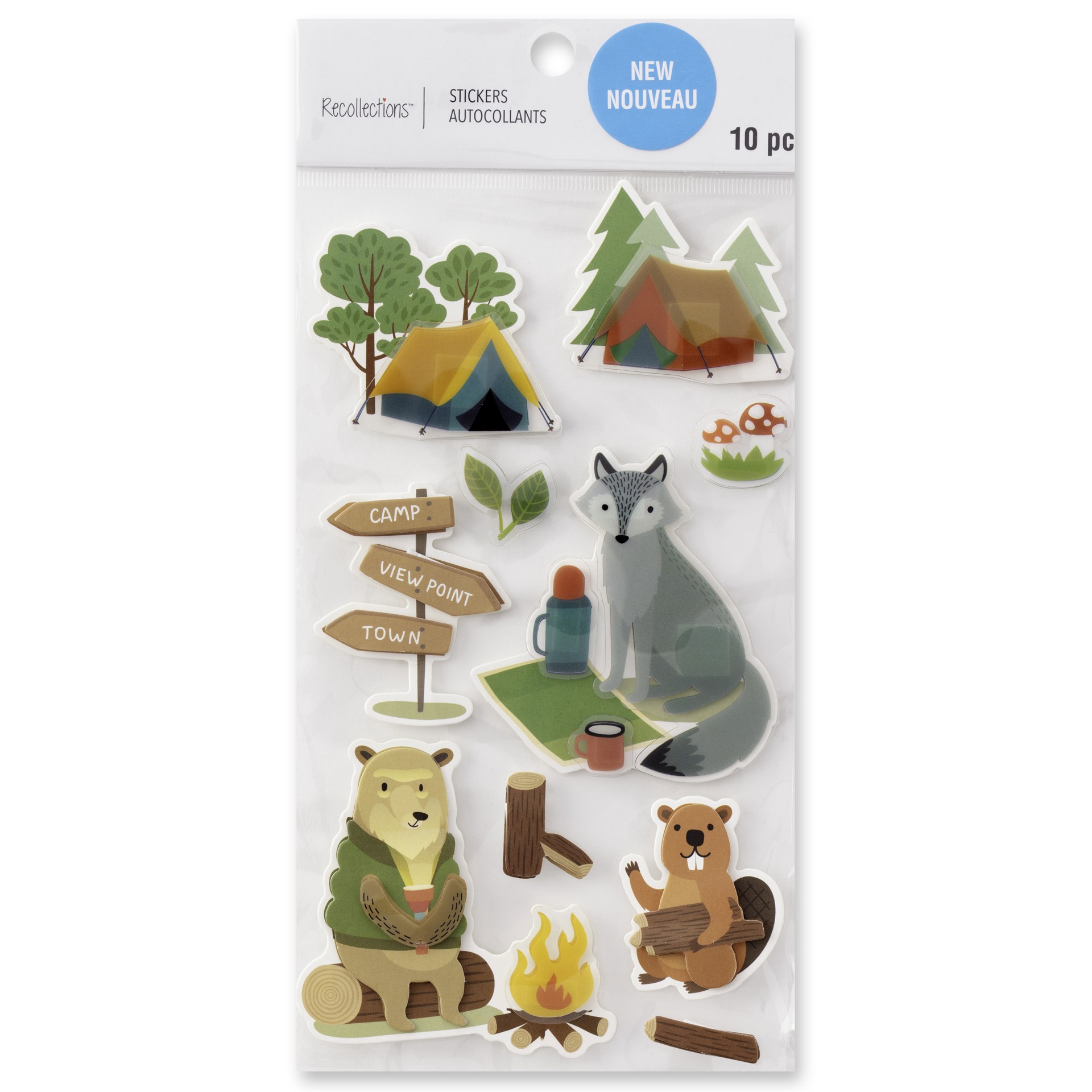 slide 6 of 6, Animal Camper Stickers By Recollections, 3.88 in x 7 in