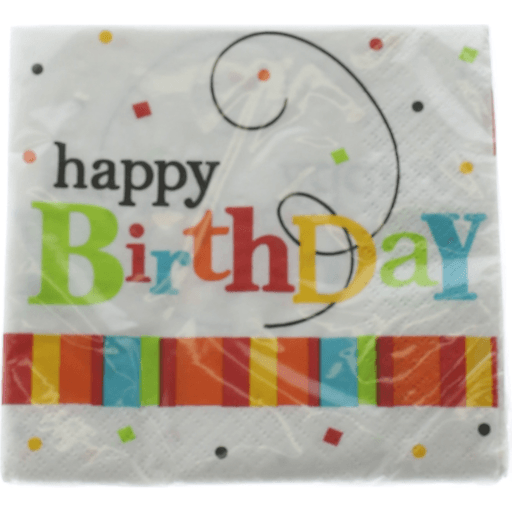 slide 1 of 1, Premier Stylz Happy Birthday Confetti Beverage Napkins, 24 ct