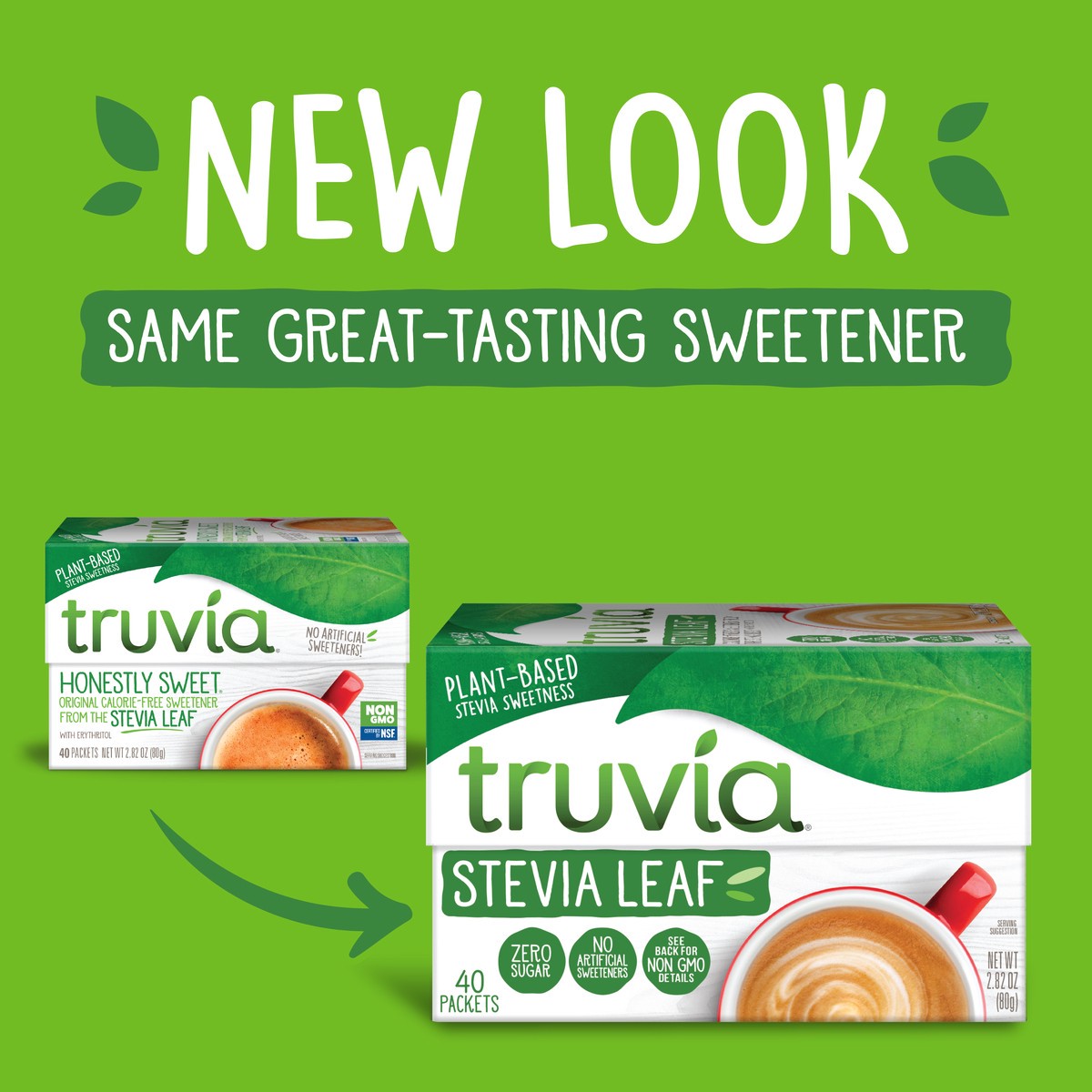 slide 1 of 9, Truvia Calorie-Free Sweetener from the Stevia Leaf Packets, 40 Count, 2.82 oz