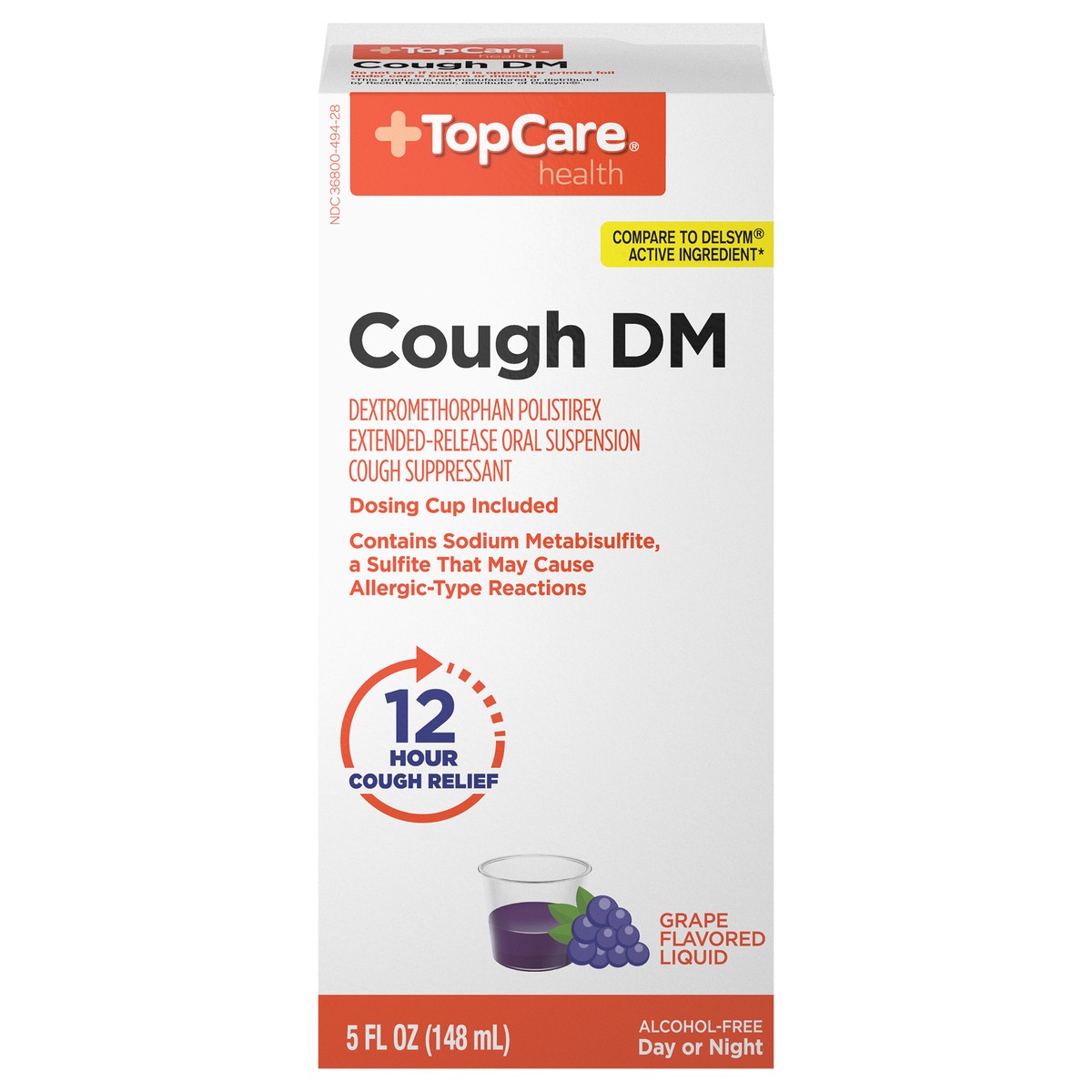 slide 2 of 4, TopCare Health 12 Hour Cough Relief Grape Flavored Liquid Cough DM 5 fl oz, 5 fl oz