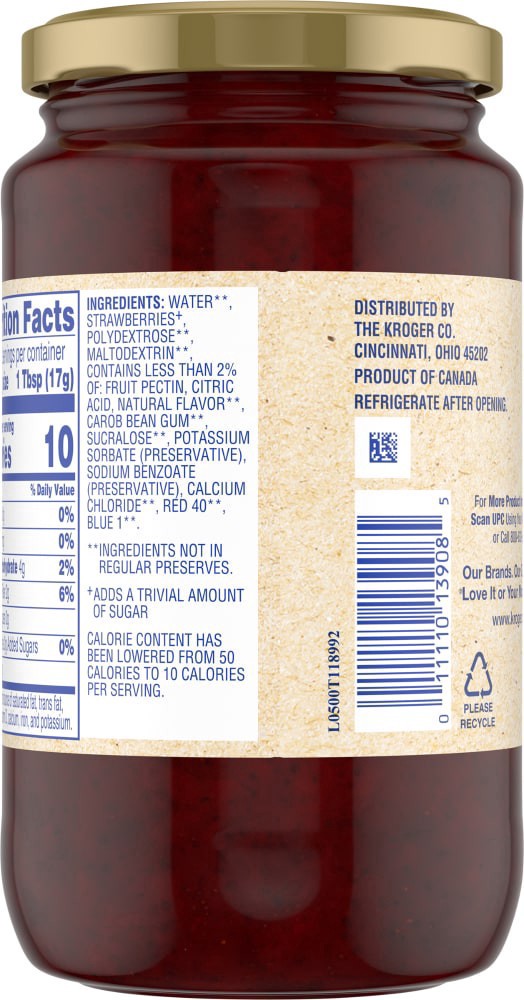 slide 3 of 4, Kroger Sugar Free Strawberry Preserves, 13 oz