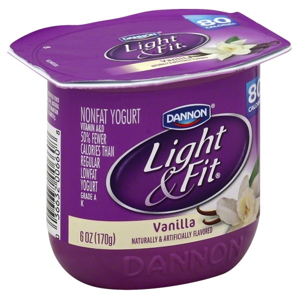 slide 1 of 3, Light & Fit Yogurt, Nonfat, Vanilla, 6 oz
