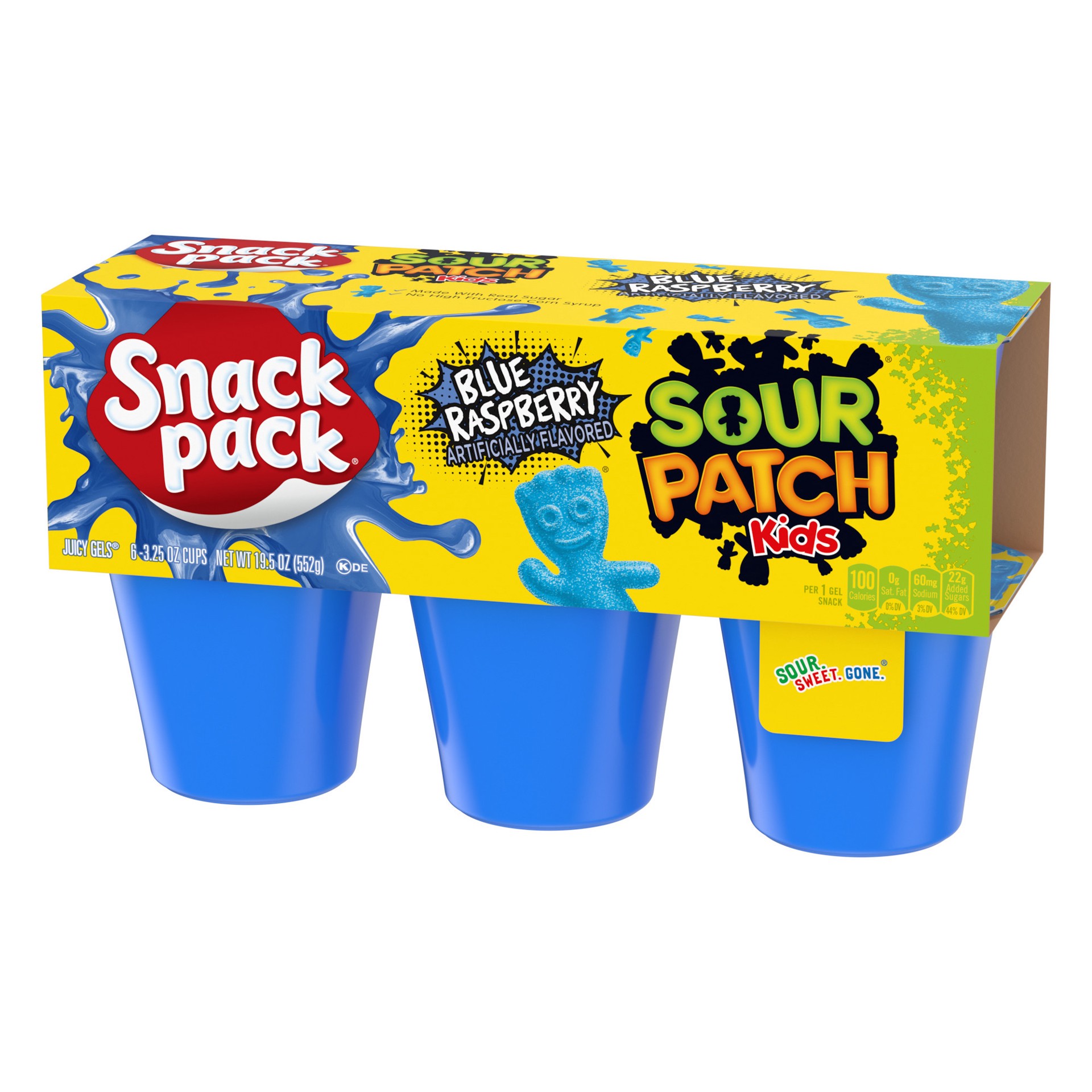 slide 2 of 5, Snack Pack Sour Patch Kids Blue Raspberry Juicy Gels 6 - 3.25 oz Cups, 6 ct