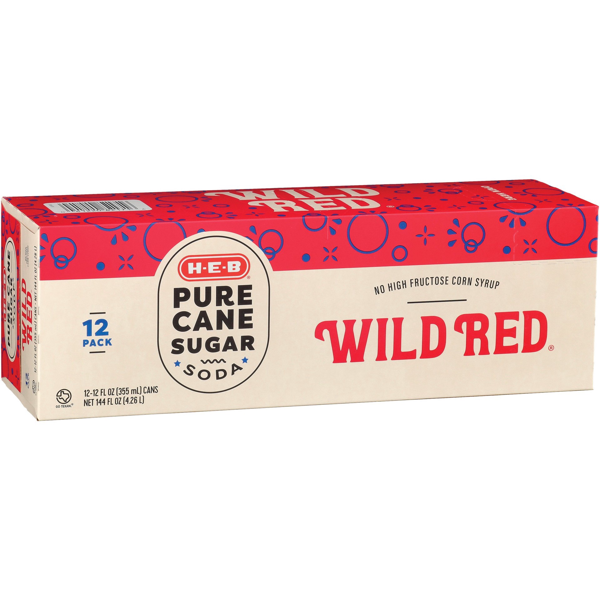 slide 1 of 1, H-E-B Pure Cane Sugar Wild Red Soda Cans - 12 ct; 12 oz, 12 ct; 12 oz