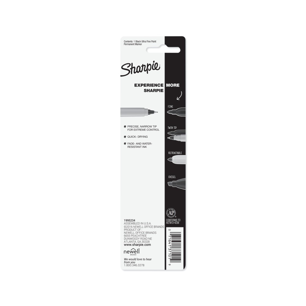 slide 2 of 2, Sharpie Ultra Fine Point Permanent Marker, Black, 1 ct