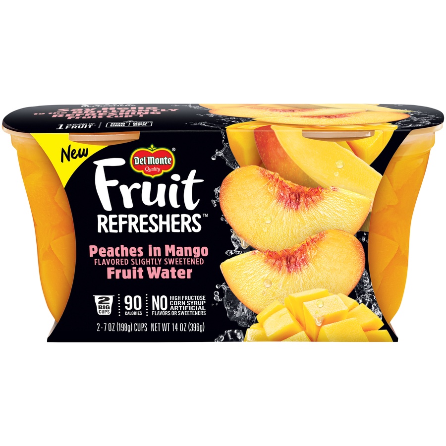 slide 1 of 1, Del Monte Peaches in Mango Fruit Refreshers, 2 ct; 7 oz