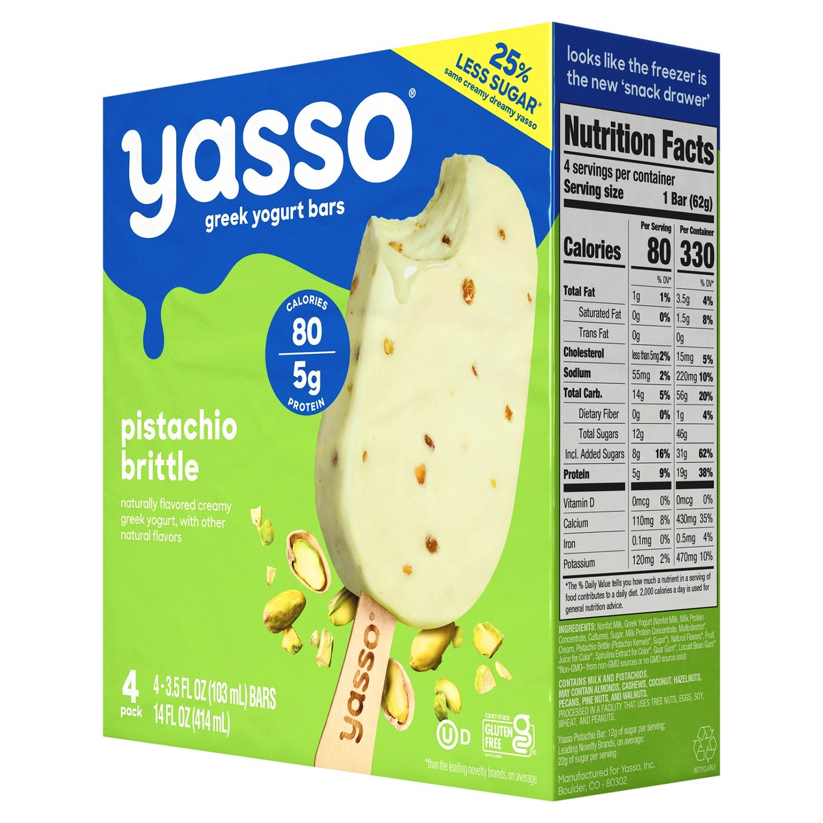 slide 5 of 9, Yasso Frozen Greek Yogurt Pistachio Brittle Bars, 4 ct
