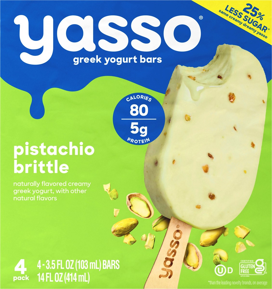 slide 3 of 9, Yasso Frozen Greek Yogurt Pistachio Brittle Bars, 4 ct