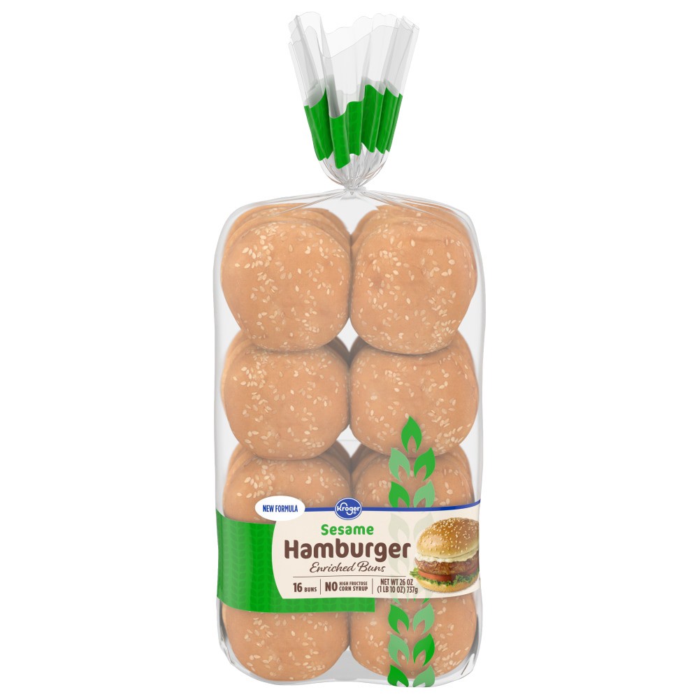 slide 1 of 3, Kroger Enriched Sesame Hamburger Buns 16 Count, 24 oz