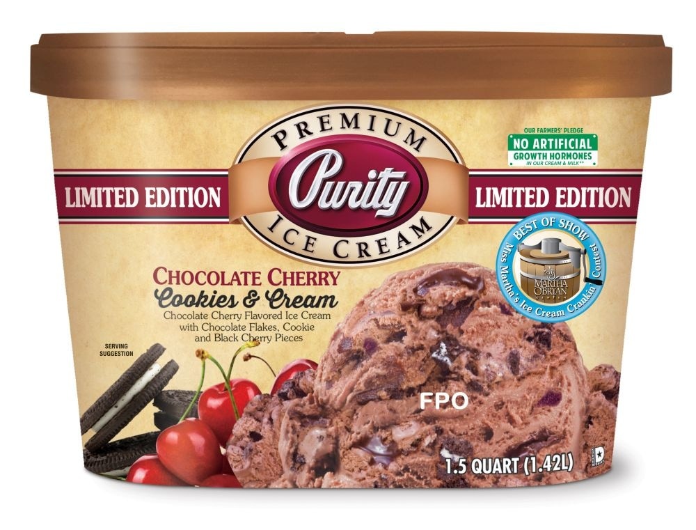 slide 1 of 1, Purity Chocolate Cherry Cookies & Cream Premium Ice Cream, 1.5 qt