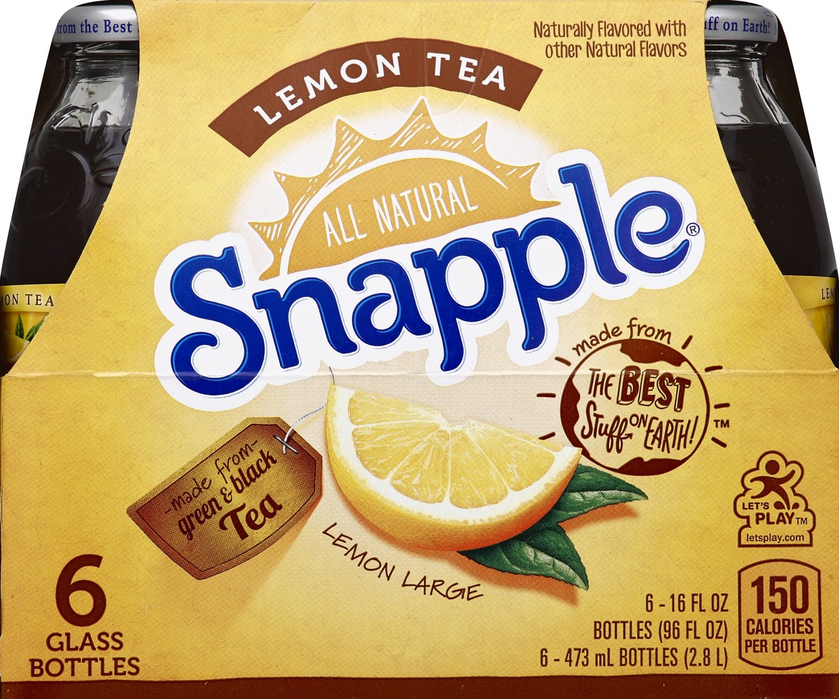 slide 3 of 7, Snapple Lemon Tea Glass Bottles, 6 ct; 16 fl oz
