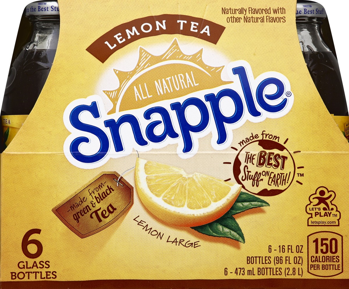 slide 6 of 7, Snapple Lemon Tea Glass Bottles, 6 ct; 16 fl oz