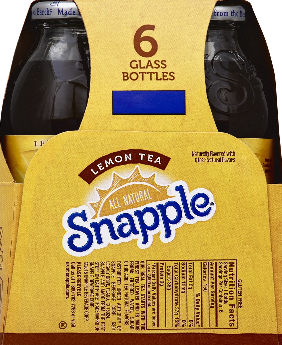 slide 2 of 7, Snapple Lemon Tea Glass Bottles, 6 ct; 16 fl oz