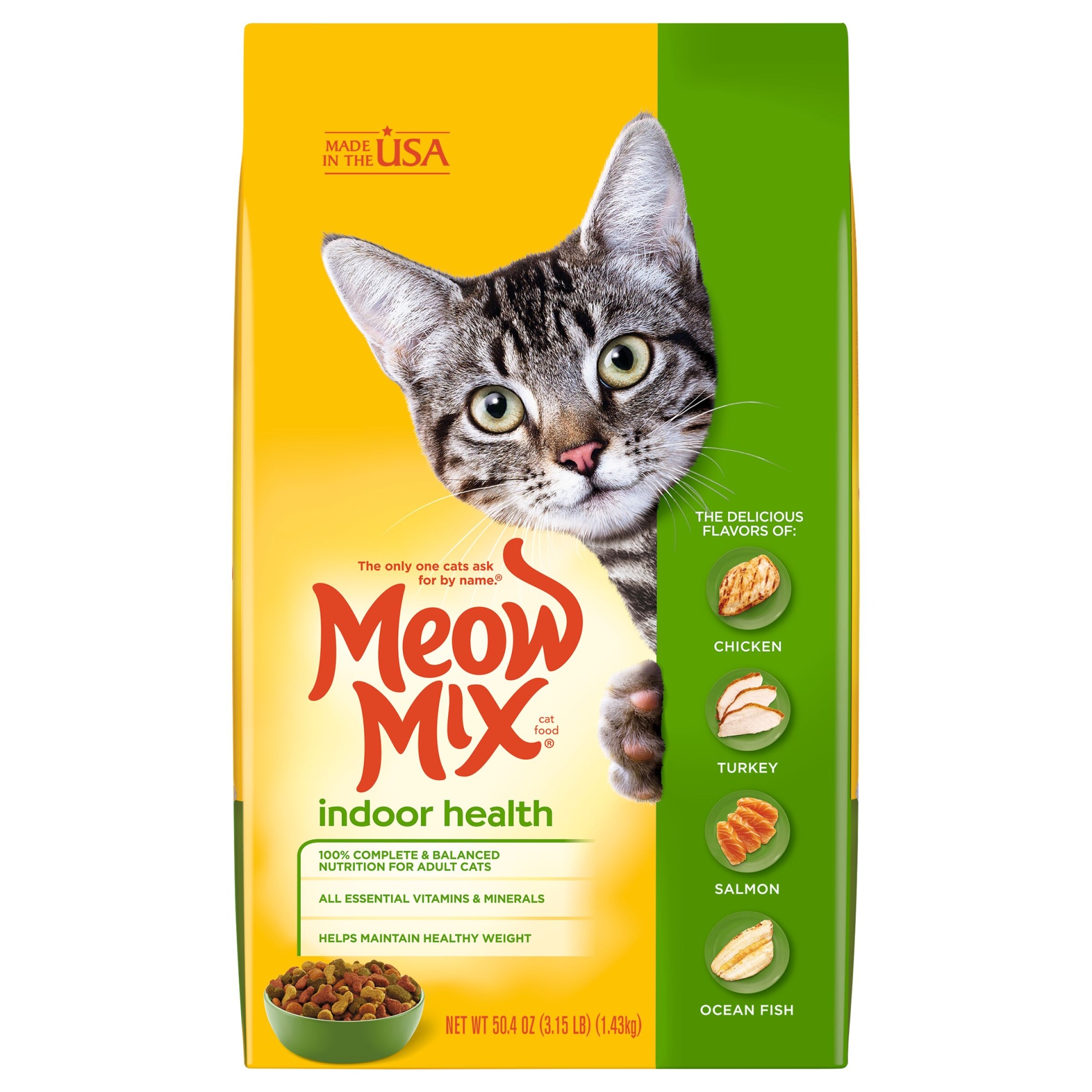 slide 1 of 1, Meow Mix Cat Food Indoor Formula, 3.15 lb