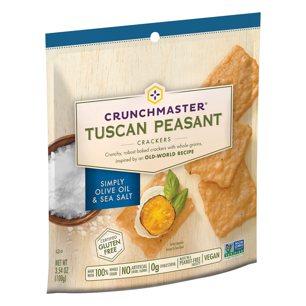 slide 2 of 5, Crunchmaster Crackers, Simply Olive Oil & Sea Salt, Tuscan Peasant, 3.54 oz