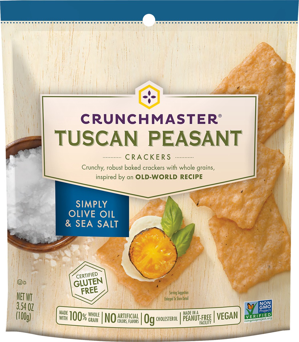 slide 5 of 5, Crunchmaster Crackers, Simply Olive Oil & Sea Salt, Tuscan Peasant, 3.54 oz