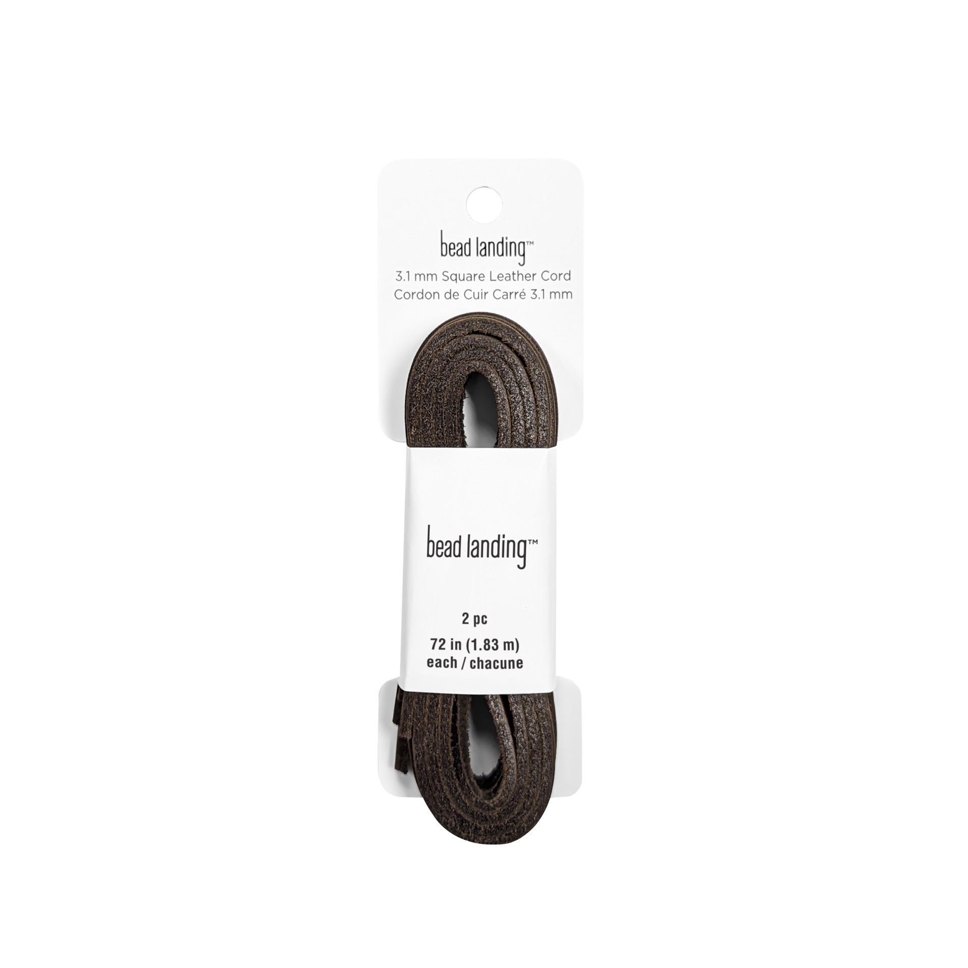 slide 3 of 4, 3.1mm Dark Brown Square Leather Cord, 2ct. By Bead Landing, 1mm