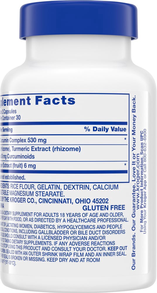 slide 4 of 4, Kroger Turmeric Curcumin Complex Dietary Supplement, 60 ct