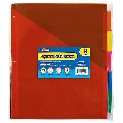 slide 1 of 1, Unison 5 Tab Poly Index Dividers with Pockets, 1 ct