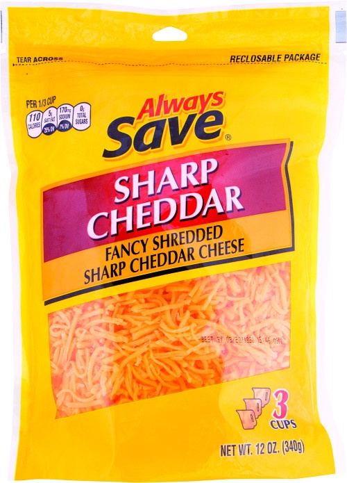 slide 1 of 1, Always Save Fancy Shredded Sharp Cheddar Cheese, 12 oz