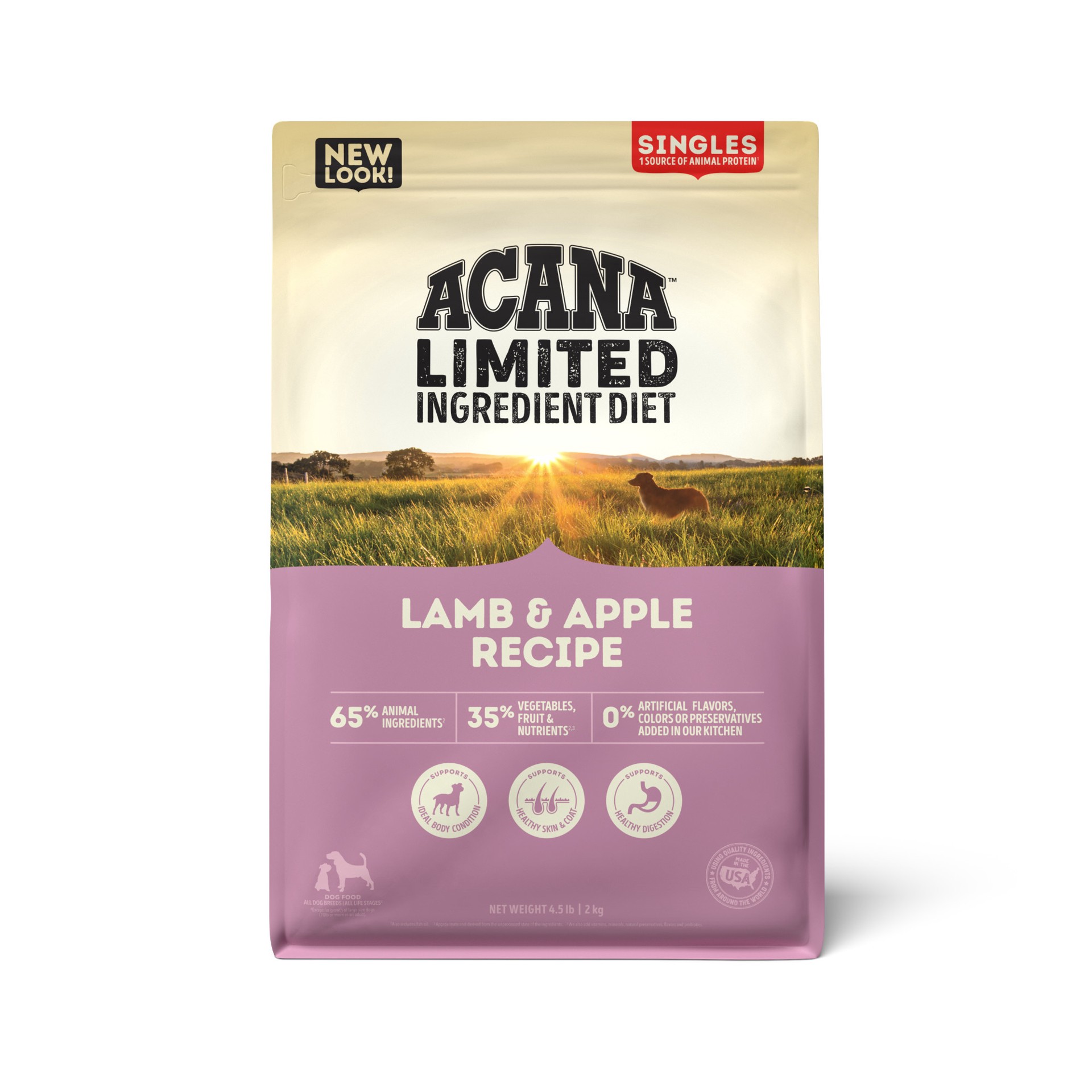 slide 1 of 5, ACANA Singles Lamb & Apple Recipe 4.5LB, 4.5 lb