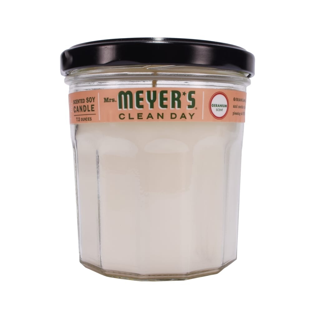 slide 1 of 1, Mrs. Meyer's Clean Day Scented Soy Candle Geranium Scent, 7.2 oz