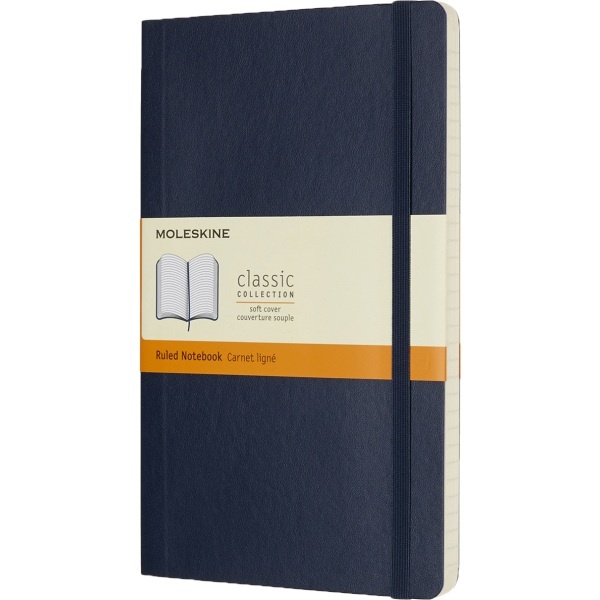 slide 1 of 1, Moleskine Classic Soft Cover Notebook, 5&Rdquo; X 5-1/4&Rdquo;, Ruled, 240 Pages (120 Sheets), Sapphire Blue, 120 ct