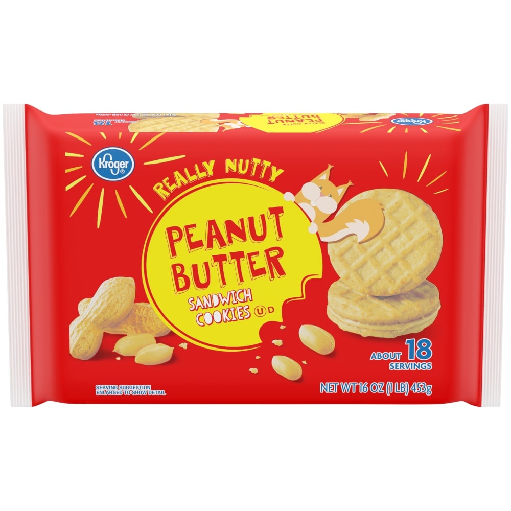 slide 1 of 1, Kroger Really Nutty Peanut Butter Sandwich Cookies, 16 oz