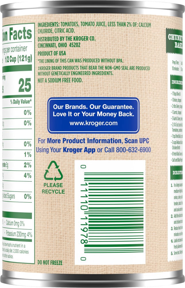 slide 3 of 4, Kroger No Salt Added Diced Tomatoes, 14.5 oz