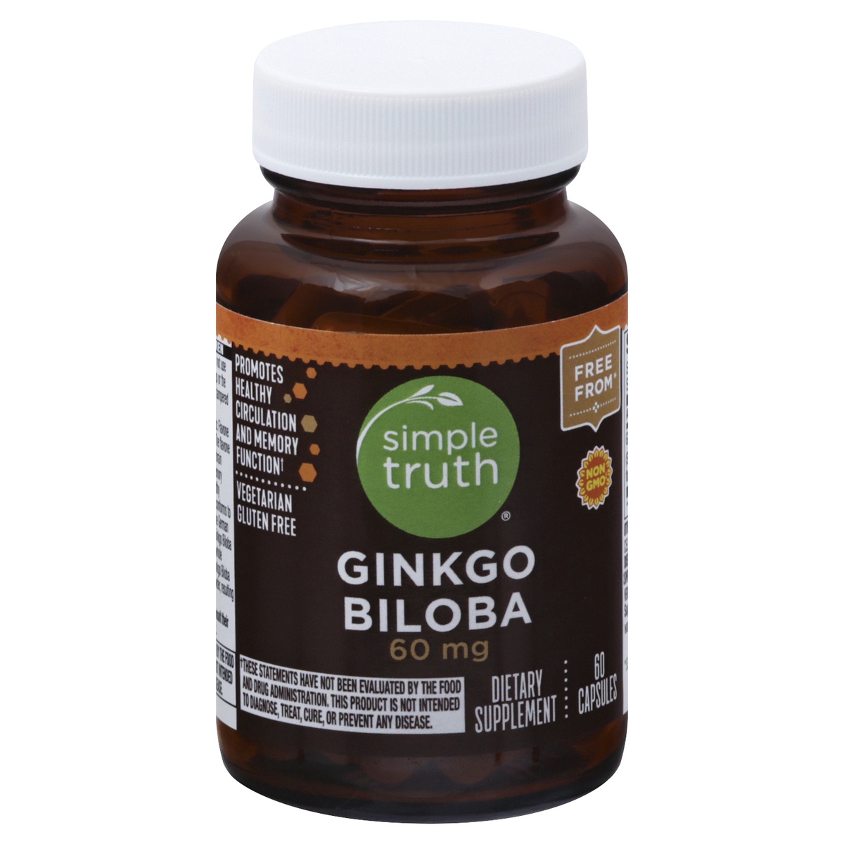 slide 1 of 1, Simple Truth Ginkgo Biloba, 60 mg, Capsules, 60 ct