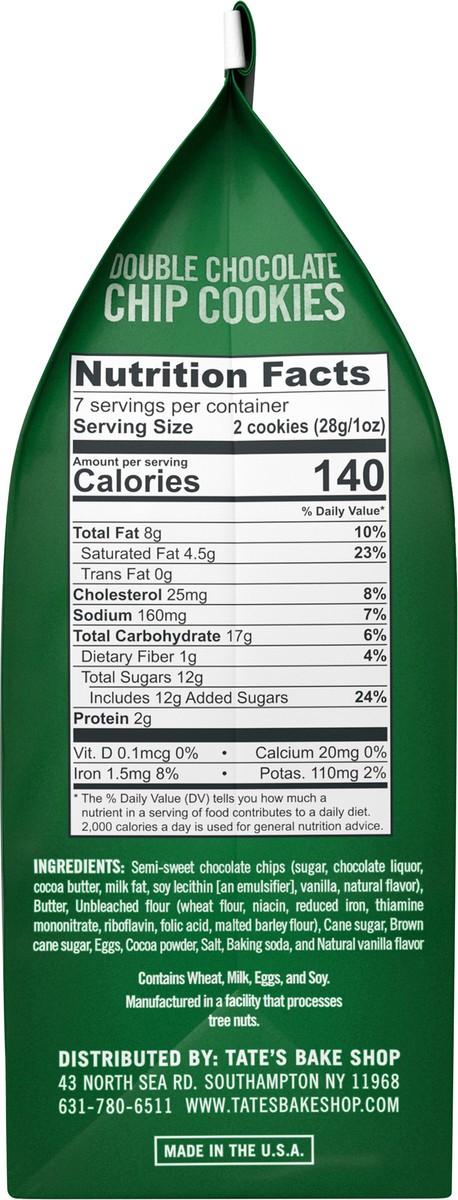 slide 3 of 7, Tate's Bake Shop Double Chocolate Chip Cookies - 7.01 oz, 7.01 oz