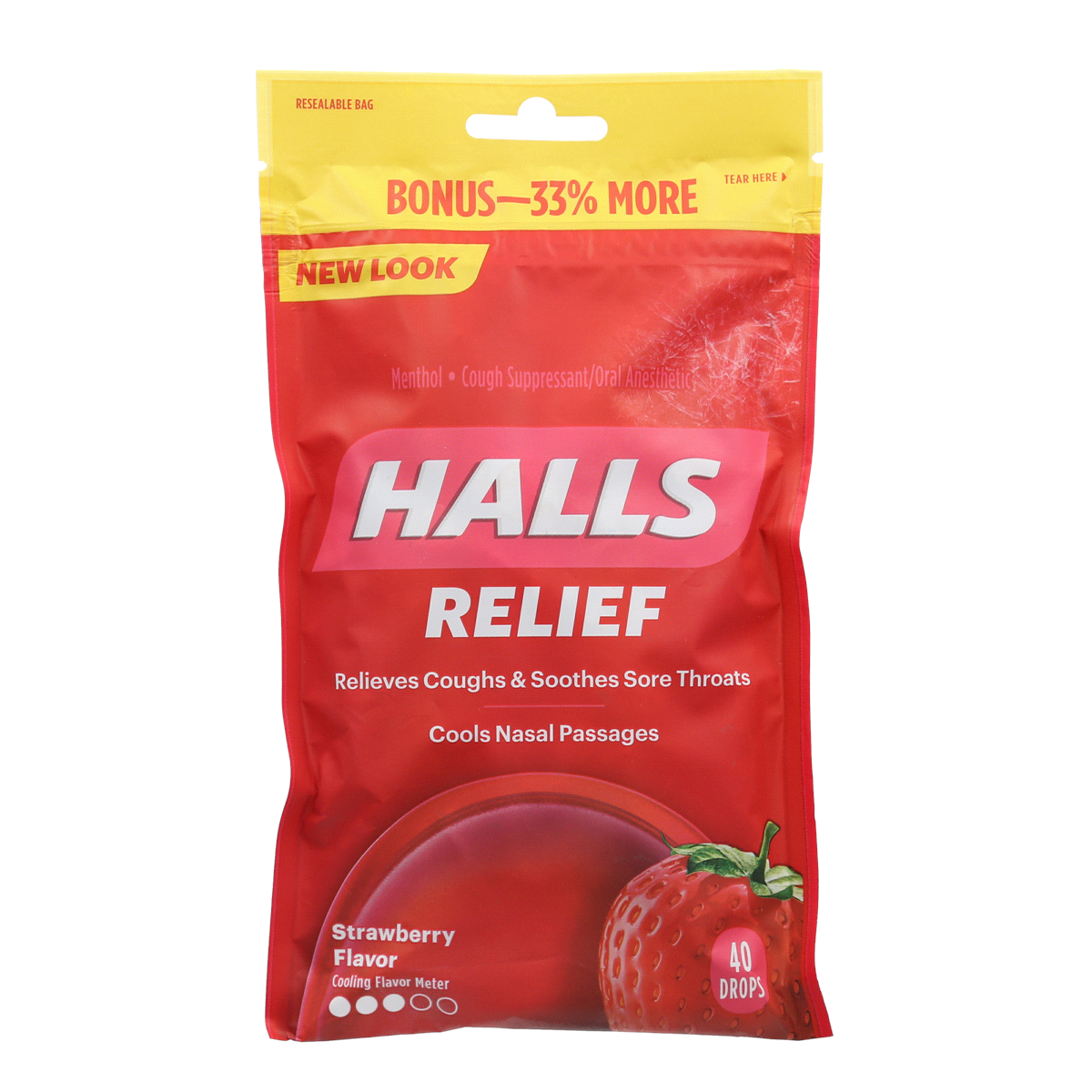 slide 1 of 4, Halls Strawberry Cough Drops, 40 ct