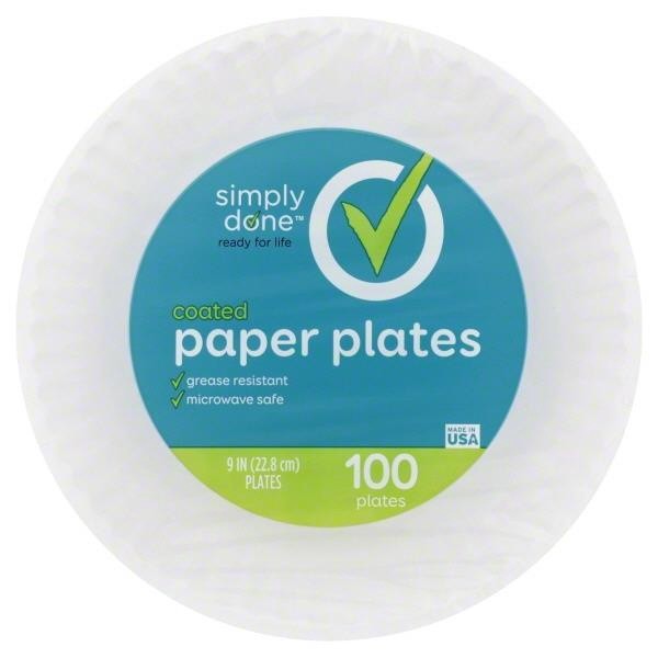 slide 1 of 8, Simply Done Coated Paper Plates, 100 ct; 9 in