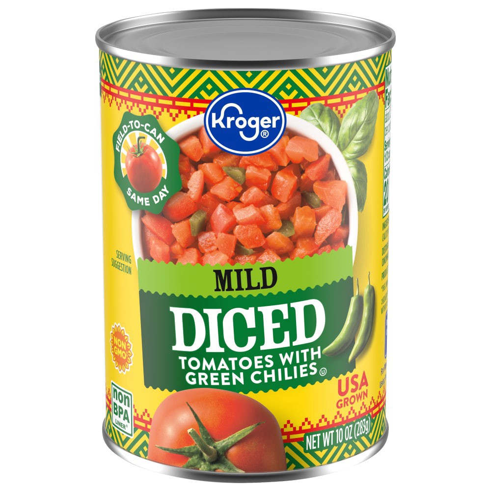 slide 1 of 6, Kroger Mild Diced Tomatoes With Green Chilies, 10 oz