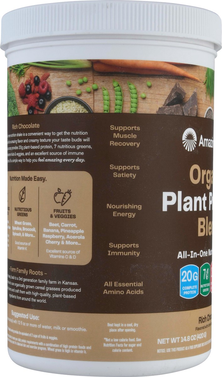 slide 4 of 9, Amazing Grass Organic Rich Chocolate Plant Protein Blend 14.8 oz, 1 ct