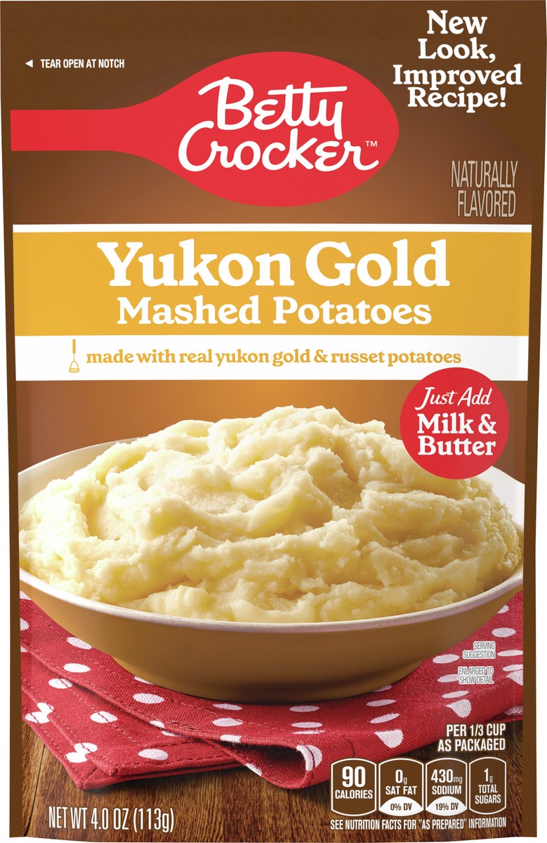 slide 3 of 9, Betty Crocker Yukon Gold Mashed Potatoes, 4 ounces, 4 oz