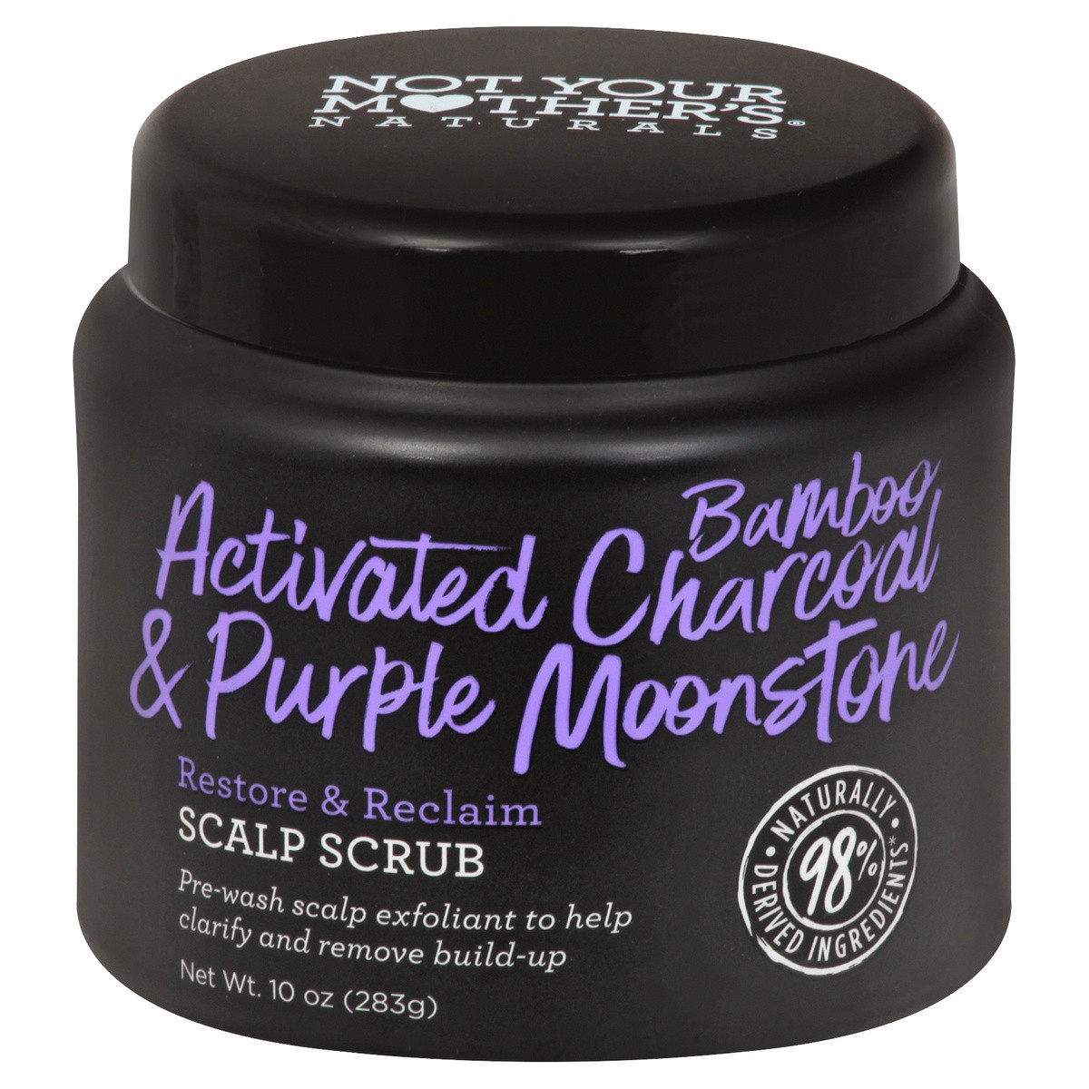 slide 1 of 7, Not Your Mother's Scalp Scrub, Activated Bamboo Charcoal & Purple Moonstone, Restore & Reclaim, 10 oz