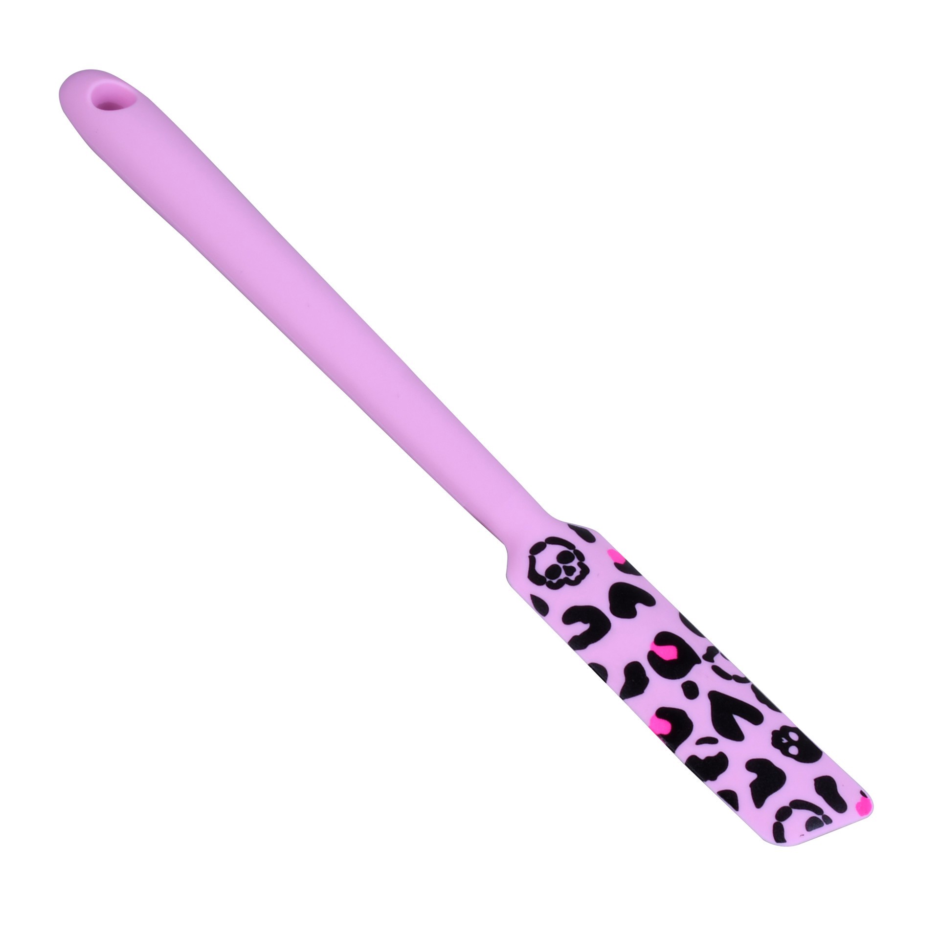 slide 3 of 4, Mini Pink Skull Leopard Print Silicone Jar Spatula By Makery, 8 in