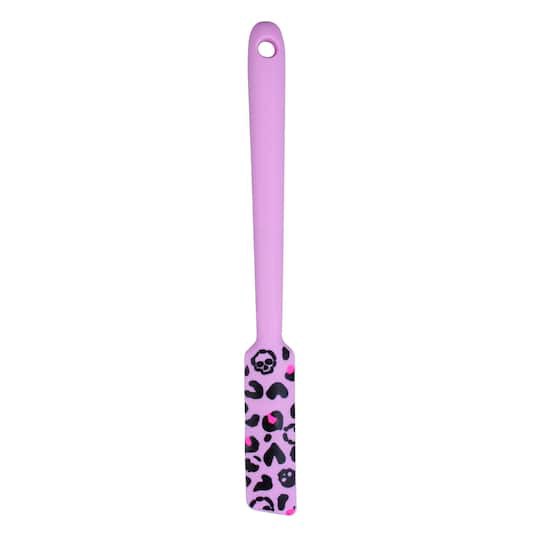 slide 1 of 4, Mini Pink Skull Leopard Print Silicone Jar Spatula By Makery, 8 in